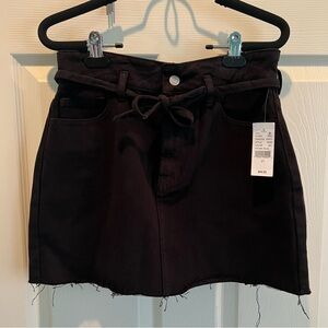NWT Pacsun High Waisted Black Denim Mini Skirt with Belt Size 27